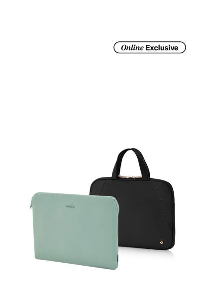 Valerie Tablet Sleeve Black + Travel Essential Laptop Sleeve Iceberg Green   
