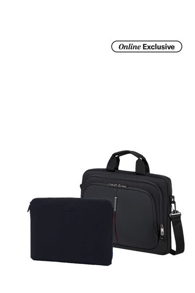 Guardit 3.0 Slim Briefcase Black + Travel Essential Laptop Sleeve Black  