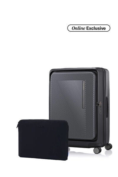 Zipprix FT Medium Gun Metal + Travel Essential Laptop Sleeve Black      