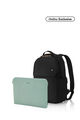 Valerie Backpack Black + Travel Essential Laptop Sleeve Iceberg Green   