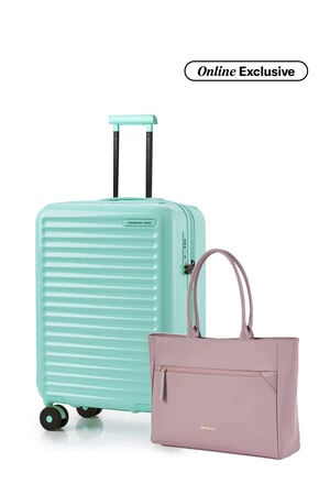 Samsonite Bundle Set Koper Toiis Blossom Cabin Soft Mint + Prudence Eco Tote Rose Taupe