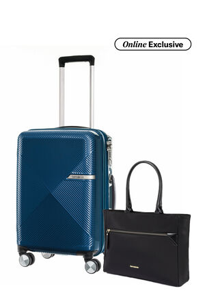 Samsonite Bundle Set Koper Volant Cabin Blue + Prudence Eco Tote Black