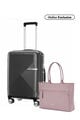 Samsonite Bundle Set Koper Volant Cabin Black + Prudence Eco Tote Rose Taupe