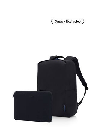 Lite-Geo Backpack Black + Travel Essential Laptop Sleeve Black      