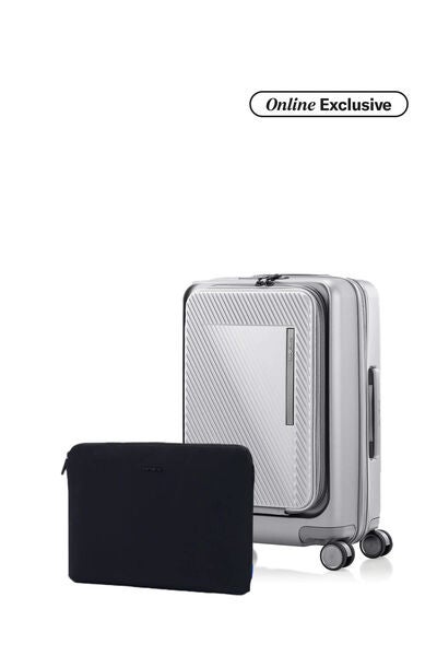 Zipprix FT Cabin Silver + Travel Essential Laptop Sleeve Black    