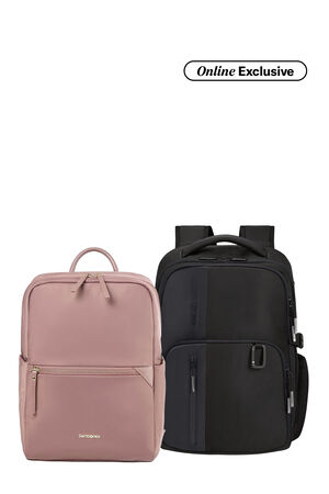 Samsonite Bundle Set Biz2Go Backpack Black + Prudence Eco Backpack Rose Taupe