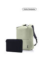 Lite-Geo Backpack Light Green + Travel Essential Laptop Sleeve Black      