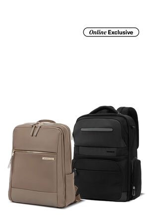 Samsonite Bundle Set Aree Backpack M Beige + Blakce Eco Backpack III Black