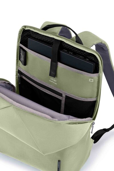 Lite-Geo Backpack Light Green + Travel Essential Laptop Sleeve Black      