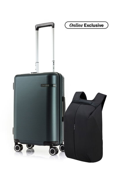 Samsonite Bundle Set Koper Straren Cabin Matte Green + Securipack 2.0 Backpack Black