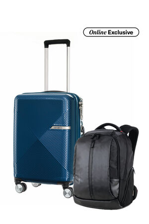 Samsonite Bundle Set Koper Volant Cabin Blue + Locus Eco Backpack Black
