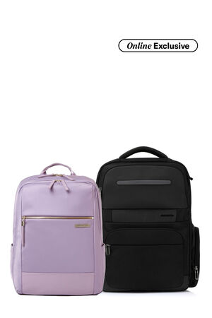 Samsonite Bundle Set Aree Backpack M Light Purple + Blakce Eco Backpack III Black