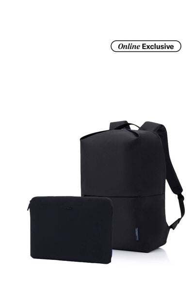 Lite-Geo Backpack 15" Black + Travel Essential Laptop Sleeve Black