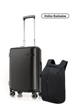 Samsonite Bundle Set Koper Straren Cabin Matte Black + Securipack 2.0 Backpack Black