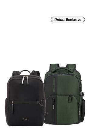 Samsonite Bundle Set Biz2Go Backpack Earth Green + Prudence Eco Backpack Black