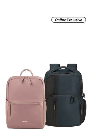 Samsonite Bundle Set Biz2Go Backpack Deep Blue + Prudence Eco Backpack Rose Taupe